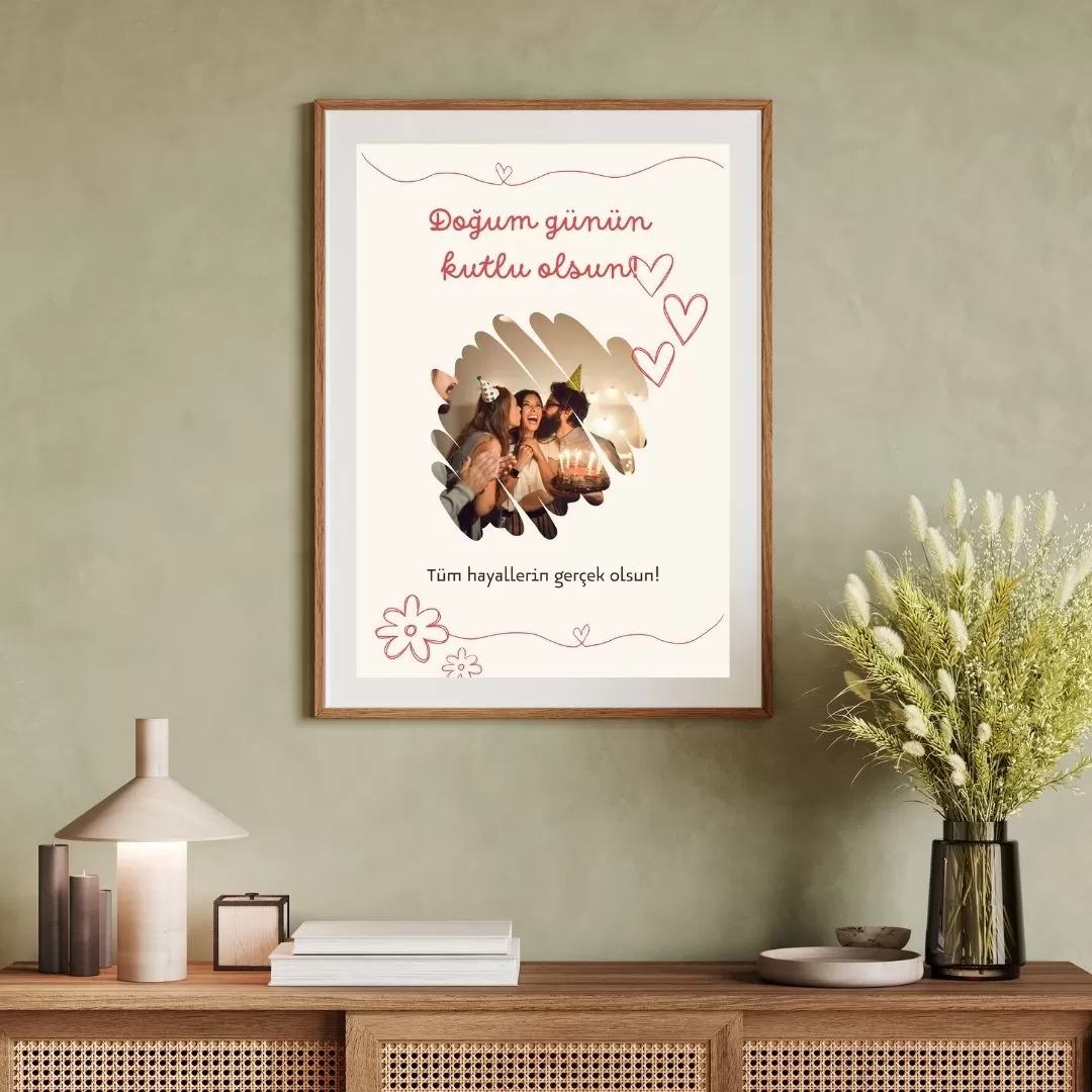 Kişiye Özel Doğum Günü Kalpli Tasarım Fotoğraf
